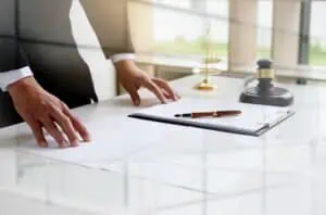 Business Law Lawyer Anaheim, CA with documents and a gavel on a desk